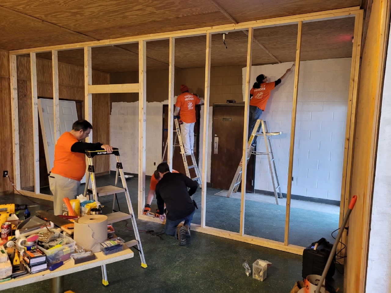Home Depot donated supplies and labor in building a new room for the Auxiliary.