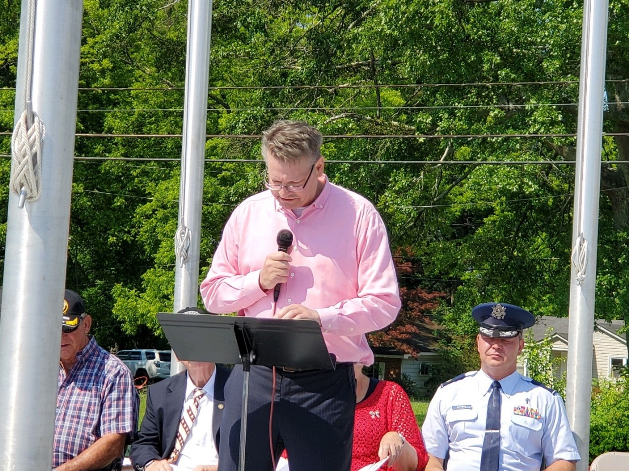Commander Todd Files, USN Retired, reading the names of all Veterans who is remember at the park. Commander Todd Files served his country in The United Stated Nave for 25 years.